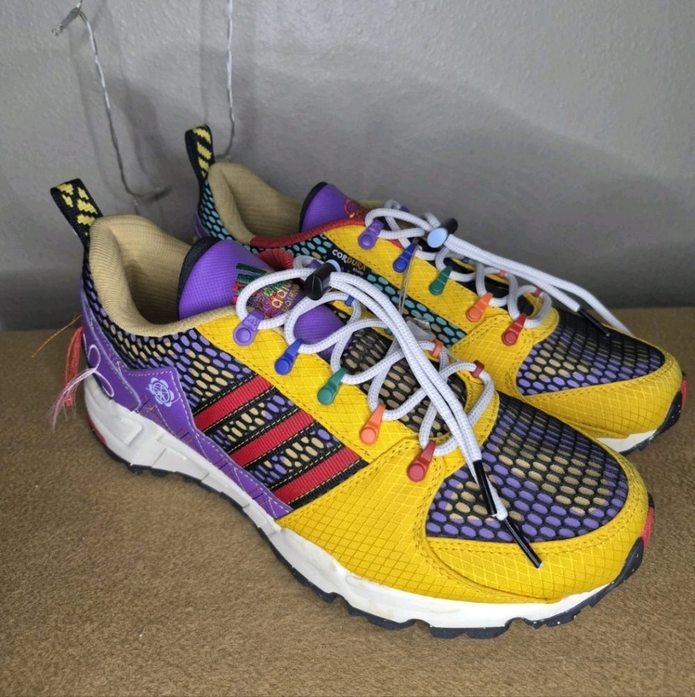 Adidas Kids' Colorblock Lace-Up Sneakers in Yellow & Purple